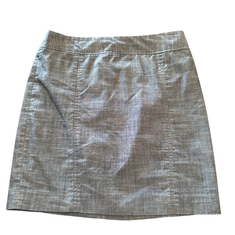Calvin Klein Grey Chambray Mini Skirt Office Siren Size 6 A-Line Y2k‎ Corpcore